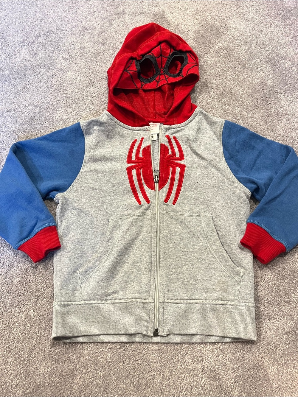 Hanna Andersson Gray, Red & Blue Spiderman Zip Hoodie